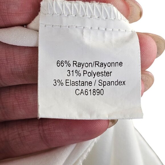 Emma Knudsen White Shirt Style Short Sleeve Tunic Top Sz M - Picture 7 of 9